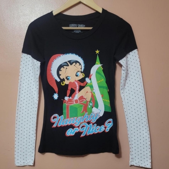 Betty Boop Tops - Betty Boop Naughty or Nice? Longsleeve shirt size small 3-5 EUC
